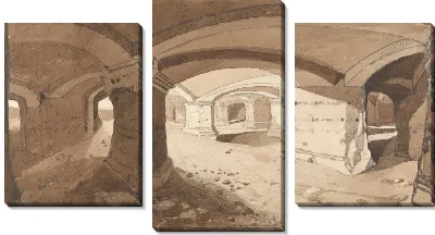 Картина Пещеры раскопаны в скале в замке Шато Гайар, недалеко от Андели, Нормандия