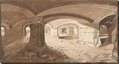 Картина Пещеры раскопаны в скале в замке Шато Гайар, недалеко от Андели, Нормандия