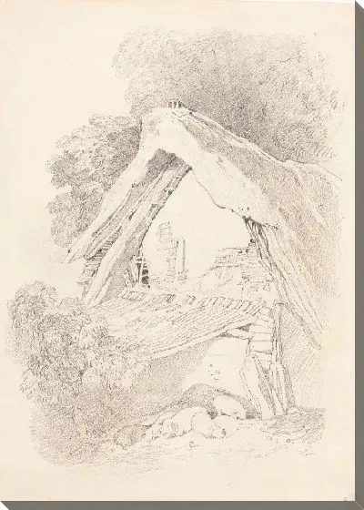 Картина Коттедж со свиньями на переднем плане