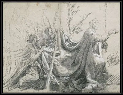 Картина Этюд на коленях с двумя ангелами