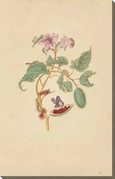 Картина Дерево року с гусеницами, мотыльками и бабочками