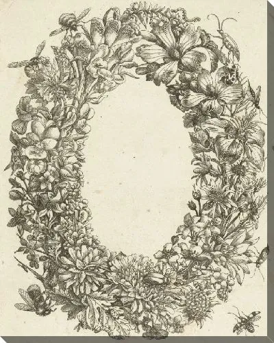 Картина Цветочная рамка с насекомыми