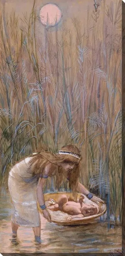 Картина Моисей лежал среди флагов