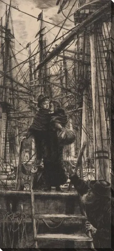 Картина Эмигранты (женщина с ребенком высаживается из парусника)