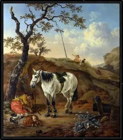 Картина Белая лошадь возле спящего человека (A White Horse standing by a Sleeping Man)