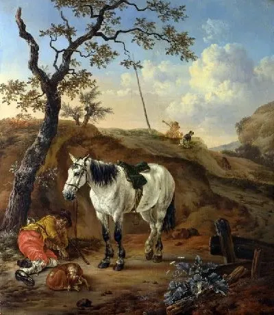 Картина Белая лошадь возле спящего человека (A White Horse standing by a Sleeping Man)