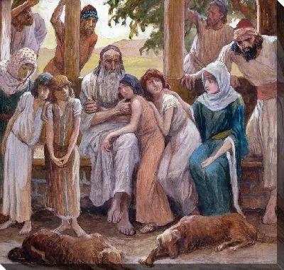 Картина Иов присоединяется к своей семье в счастье