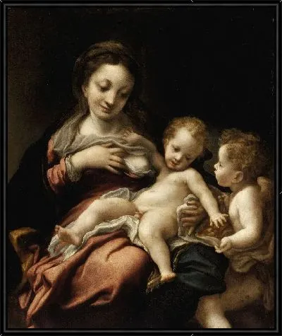 Картина Мадонна с младенцем и ангелом (Мадонна дель Латте) 