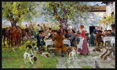 Картина Охотники на обеде (The Huntsmen Lunch)