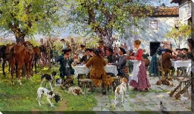 Картина Охотники на обеде (The Huntsmen Lunch)