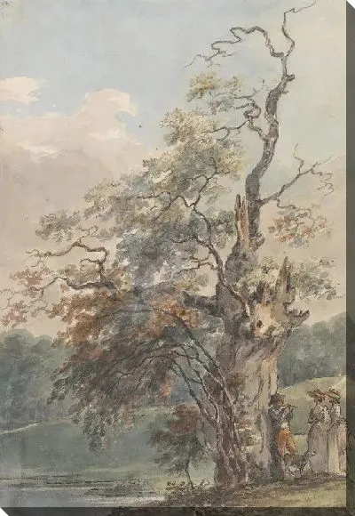 Картина Пейзаж с мужчиной, играющим на трубе под старым деревом 