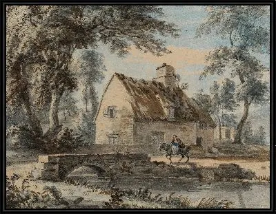 Картина Фигура на коне у дачи 