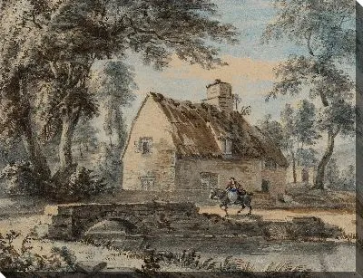 Картина Фигура на коне у дачи 