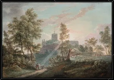 Картина Аббатство Сент-Олбанс с северо-запада с восходом солнца 