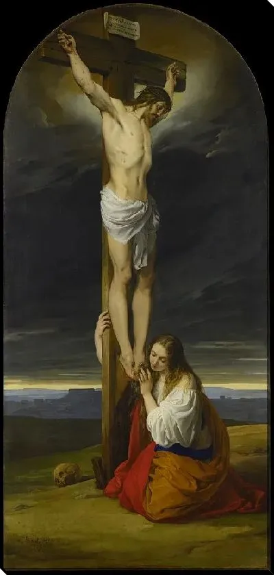 Картина Распятие с Марией Магдалиной на коленях и плач 
