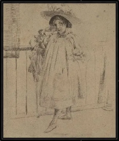 Картина Молодая девушка в большой шляпке