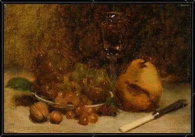 Виноград, нож и бокал