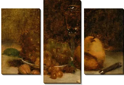 Виноград, нож и бокал