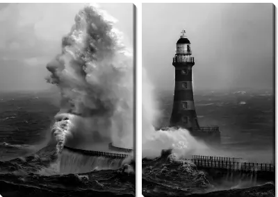 Модульная картина Маяк и шторм