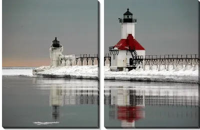 Модульная картина Маяк зимой