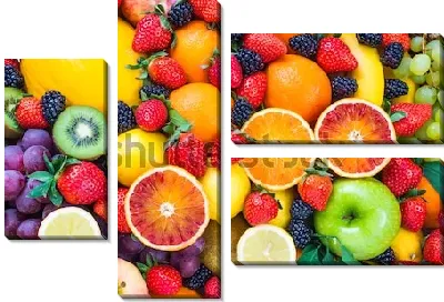Модульная картина Фрукты и ягоды