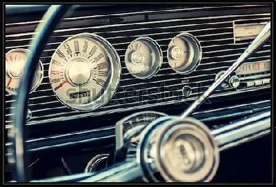 Картина Приборная панель классического американского автомобиля  1960-х годов.