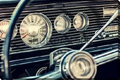 Постер Приборная панель классического американского автомобиля  1960-х годов.