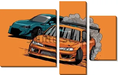 Модульная картина Дрифт спортивных автомобилей