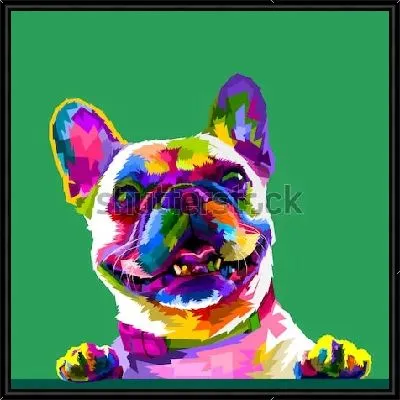 Французский бульдог в поп-арт цвете