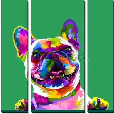Французский бульдог в поп-арт цвете