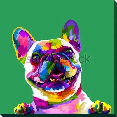 Французский бульдог в поп-арт цвете