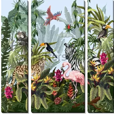 Джунгли пейзаж с дикими животными