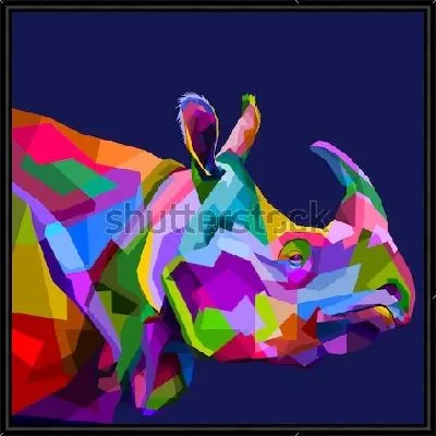 Картина красочные носорога на поп-арт