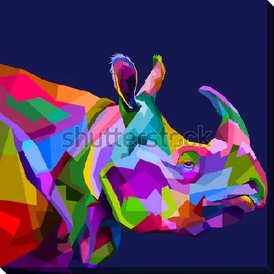 красочные носорога на поп-арт