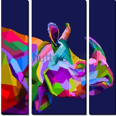 красочные носорога на поп-арт