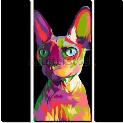 Модульная картина Сфинкс кошка в красочных поп-арт цветах