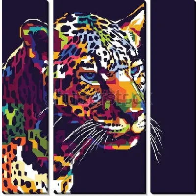 Модульная картина Леопард в стиле поп-арт 