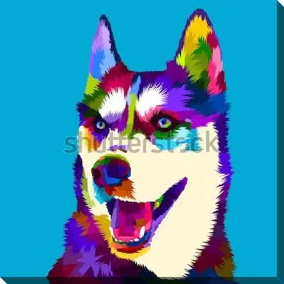 Картина маслом Хаски в стиле поп-арт 