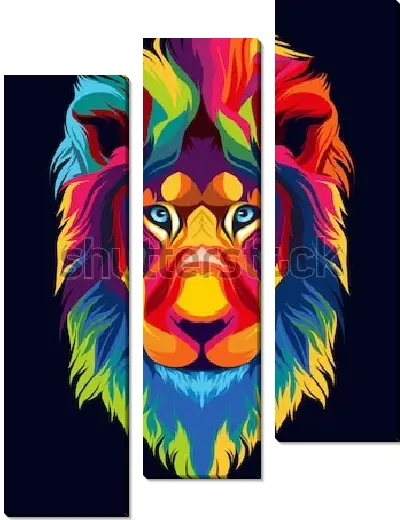 Модульная картина Лев поп-арт 