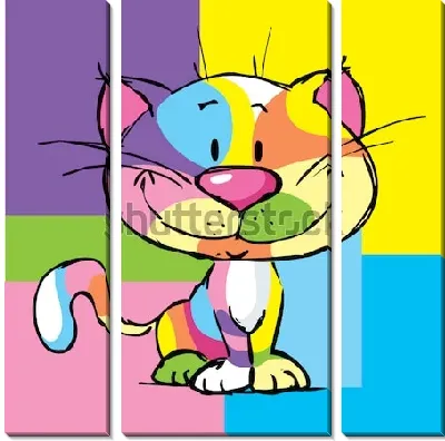 Модульная картина Котенок в стиле поп-арт