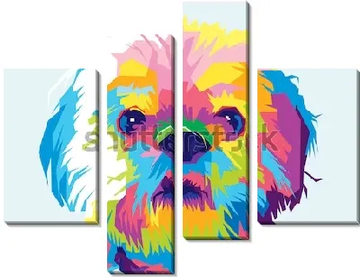 Модульная картина Собака в стиле поп-арт