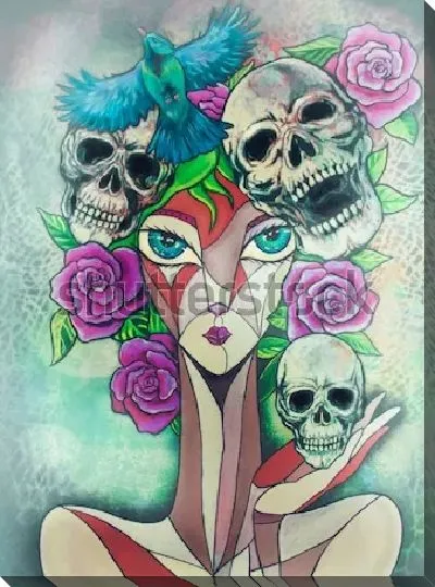 Картина маслом Портрет девушки в стиле кубизм №2