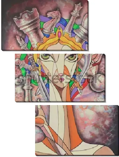 Модульная картина Девушка и шахматы