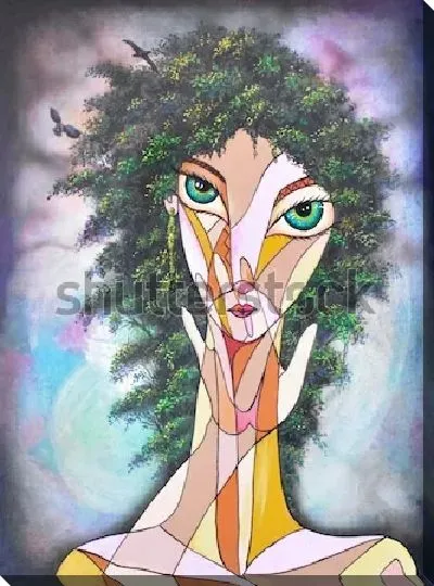 Картина маслом Девушка в стиле кубизм