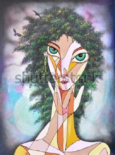 Плакат Девушка в стиле кубизм