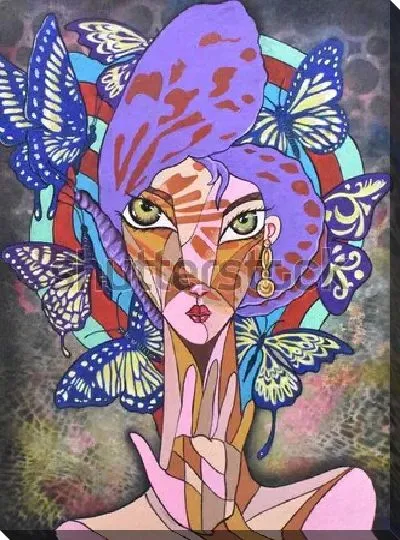 Картина маслом Девушка и бабочки