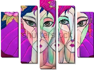 Модульная картина Кубизм женский портрет №3