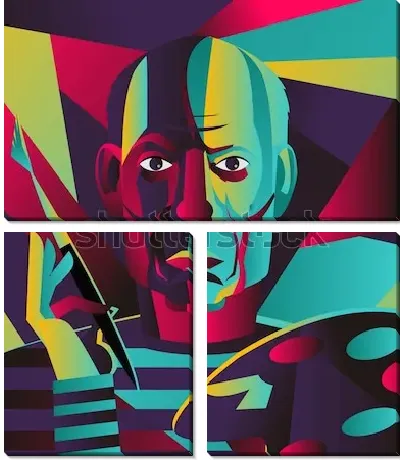 Модульная картина Великий испанский художник Пабло Пикассо красочный портрет 