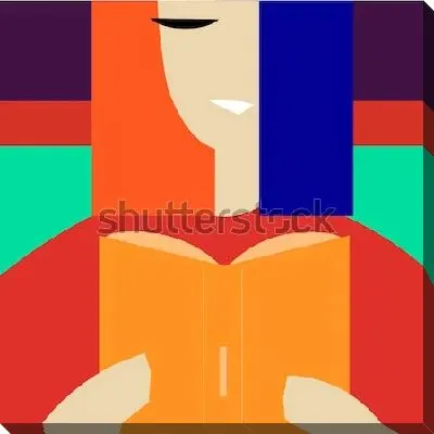 Постер Молодая женщина читает книгу. Персонаж кубизма. 
