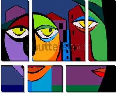 Модульная картина Люди в городе